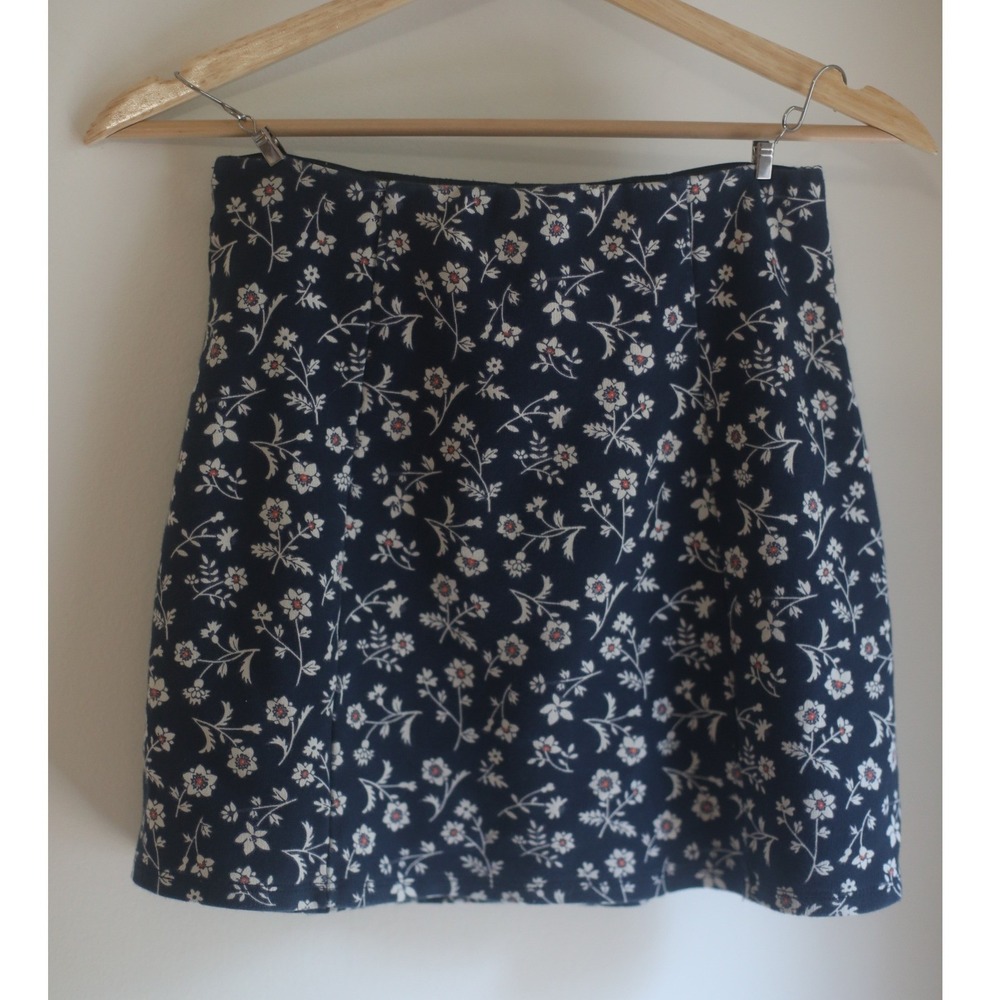 Hollister Navy Blue Floral A-Line Mini Skirt XS Ditsy Flower Print Short Skirt